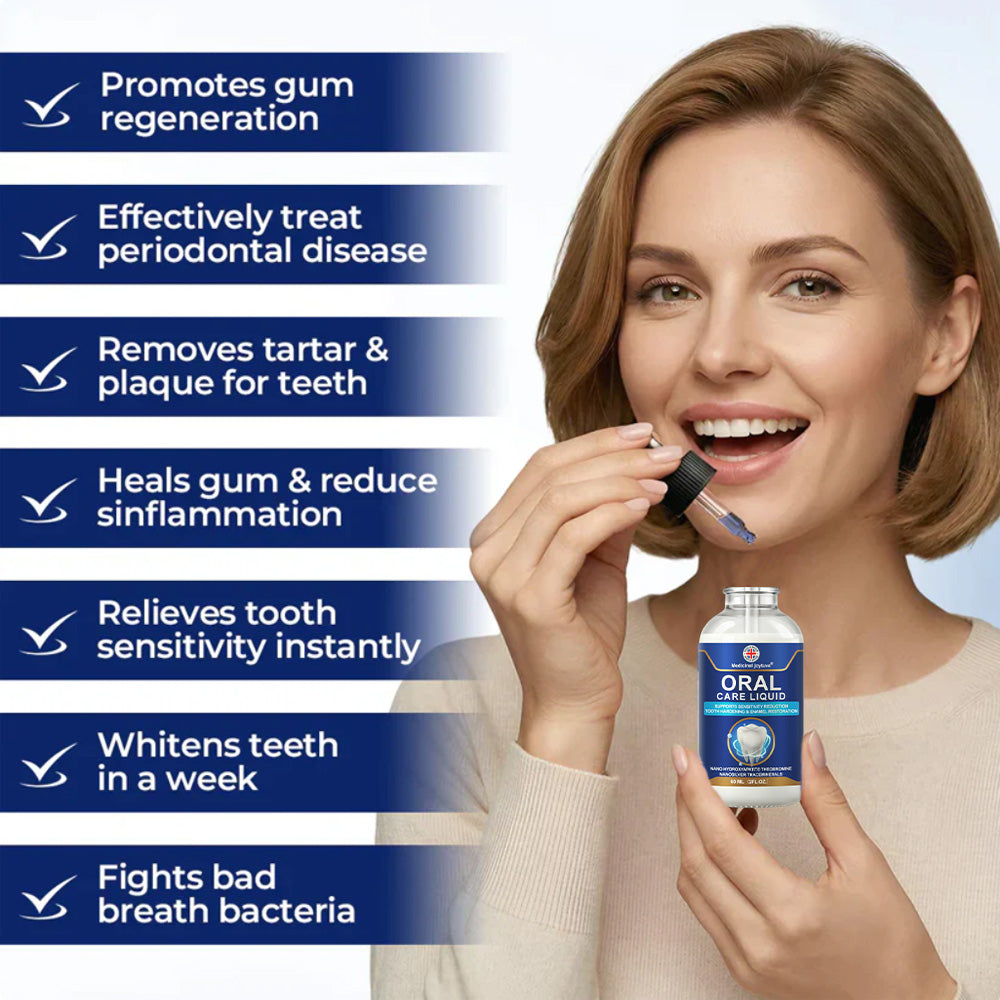 🌿🦷Oral Care Liquid– Effectively treats enamel damage, gum inflammation, toothaches, sensitive teeth, gum bleeding, periodontitis, cavities, mouth ulcers, and bad breath.