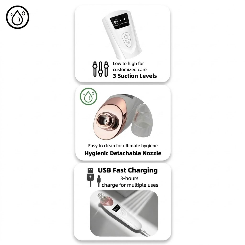 🆙Electric Pore Vacuum & Blackhead Remover – Rechargeable Spot Extractor Tool Setf