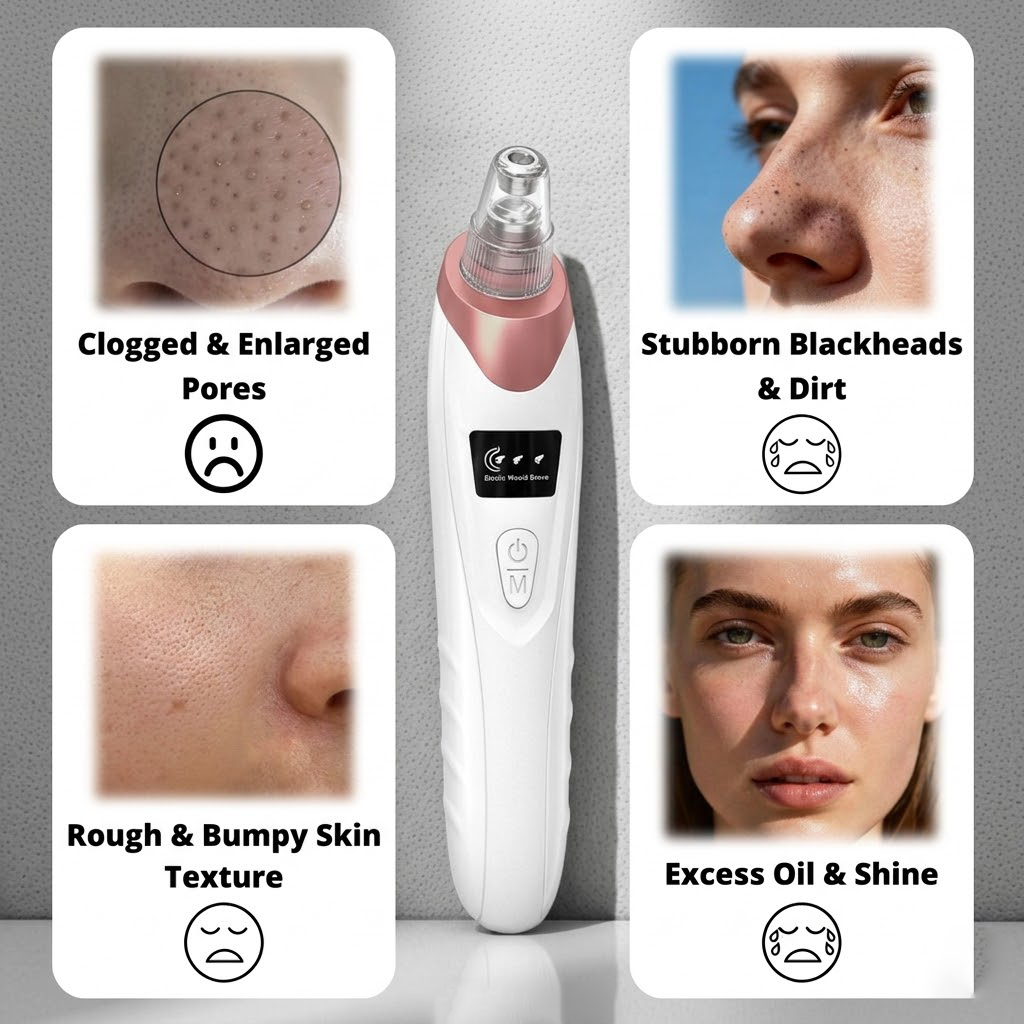 🆙Electric Pore Vacuum & Blackhead Remover – Rechargeable Spot Extractor Tool Setf